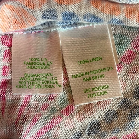 Lilly Pulitzer Linen Egret Tile Wave Henley Tunic Top Size Small - Picture 7 of 7